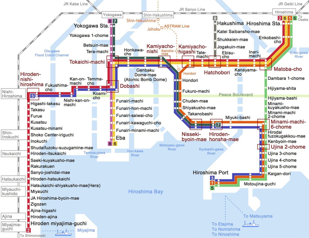 Mapa Hiroszimy autobus 