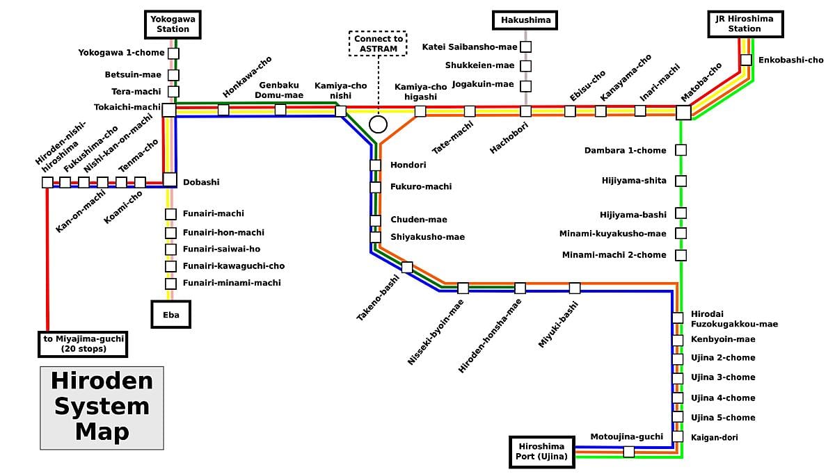 Mapa Hiroszimy pociąg