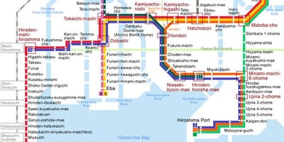 Mapa Hiroszimy tramwaj