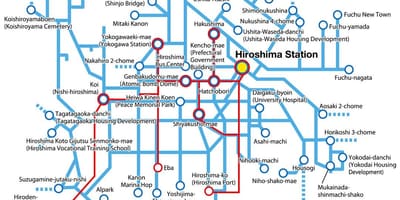 Mapa Hiroszimy transportu